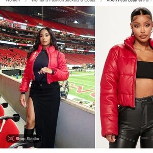 Fashion Nova Brand New red puffer coat size large